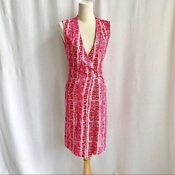 Diane Von Furstenberg Red/Pink Wrap Dress Size 2 - Picture 1 of 11